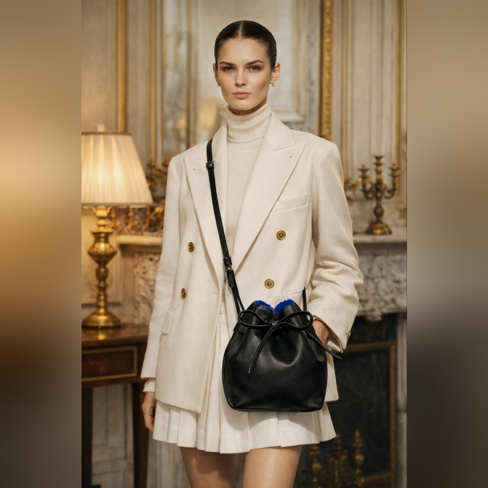 Polo Ralph Lauren Mini Leather Bucket Bag Women's Black “sample”